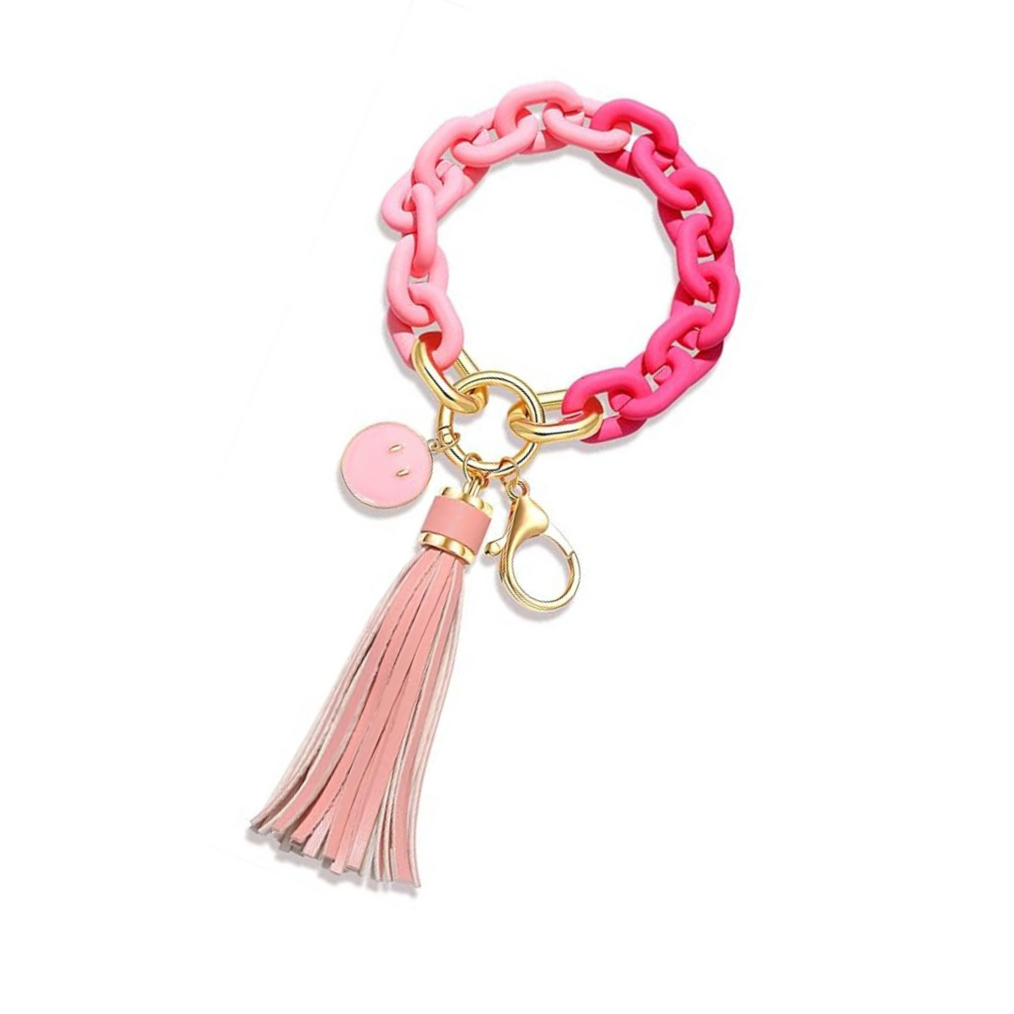 Pink Chunky Link Key Chain Ring