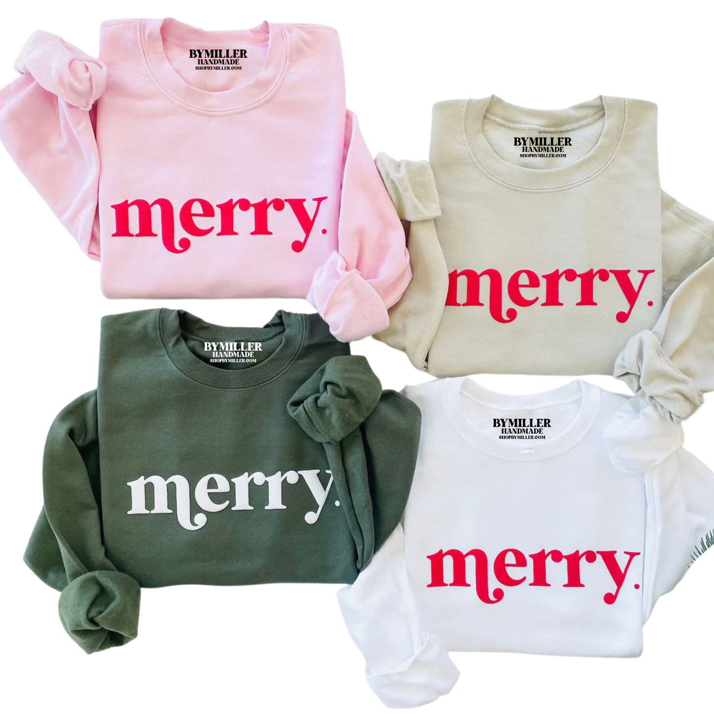 Merry Puff Print Christmas Sweatshirt