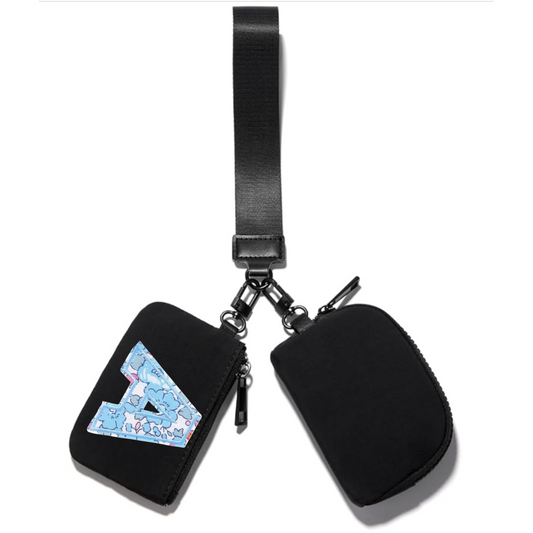 Floral Initial Mini Zip Around Keychain Wristlet