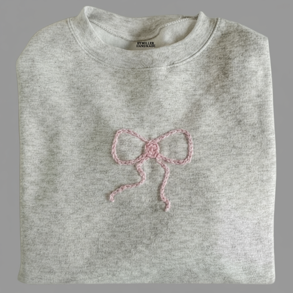 Hand Embroidered Bow Sweatshirt