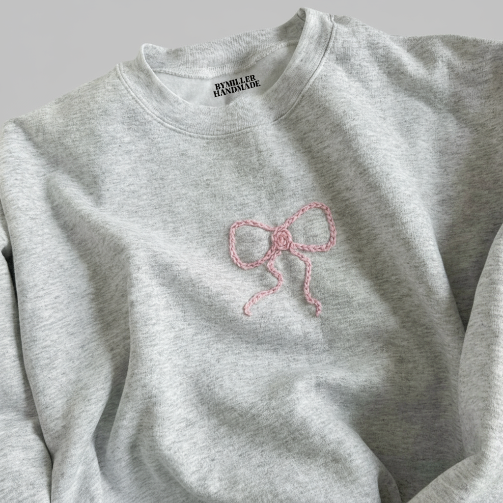 Hand Embroidered Bow Sweatshirt