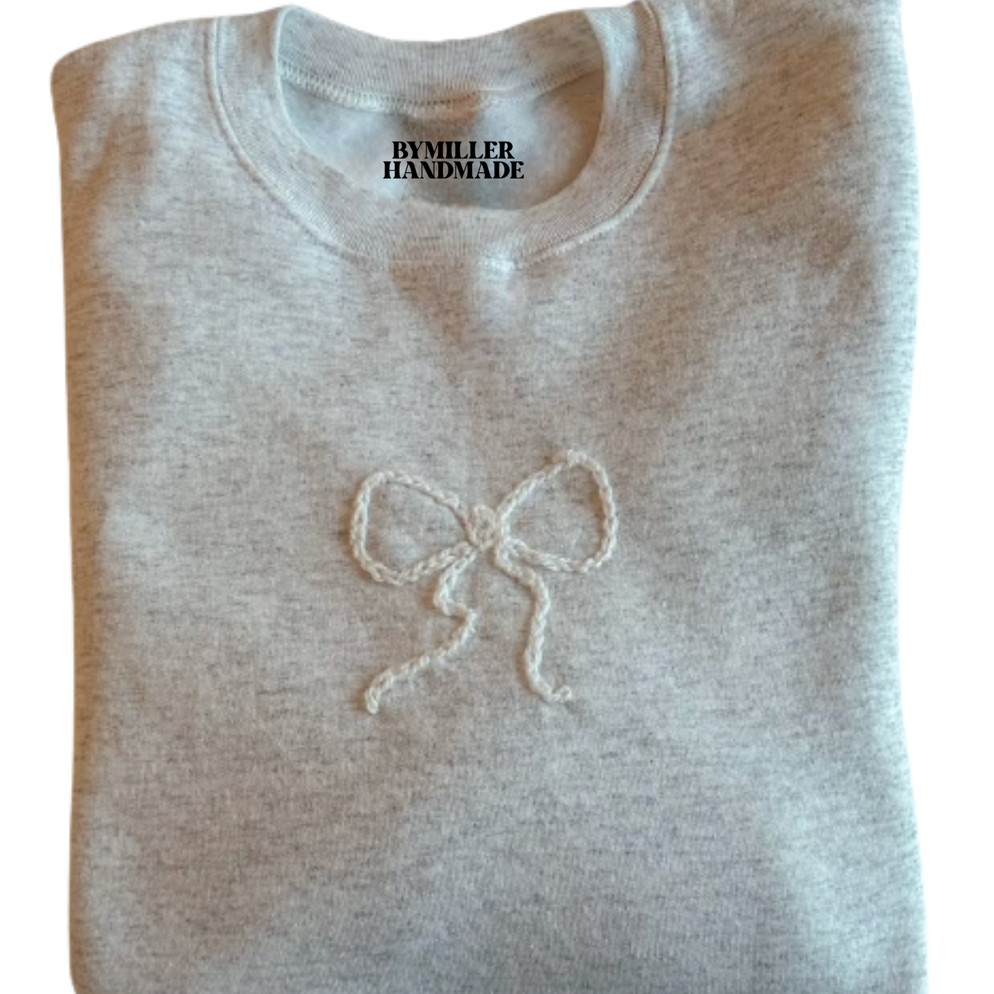 White Hand Embroidered Bow Sweatshirt