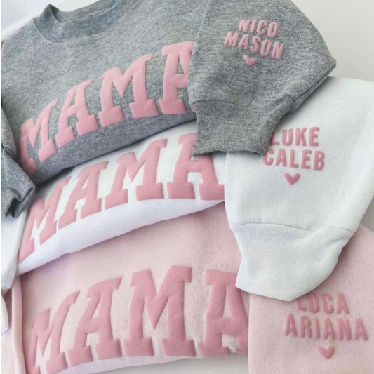 Personalized Embossed Mama Sweatshirt