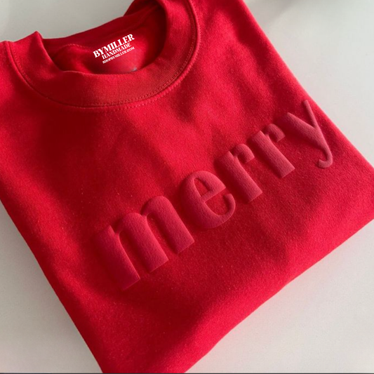 Merry Puff Print Christmas Sweatshirt
