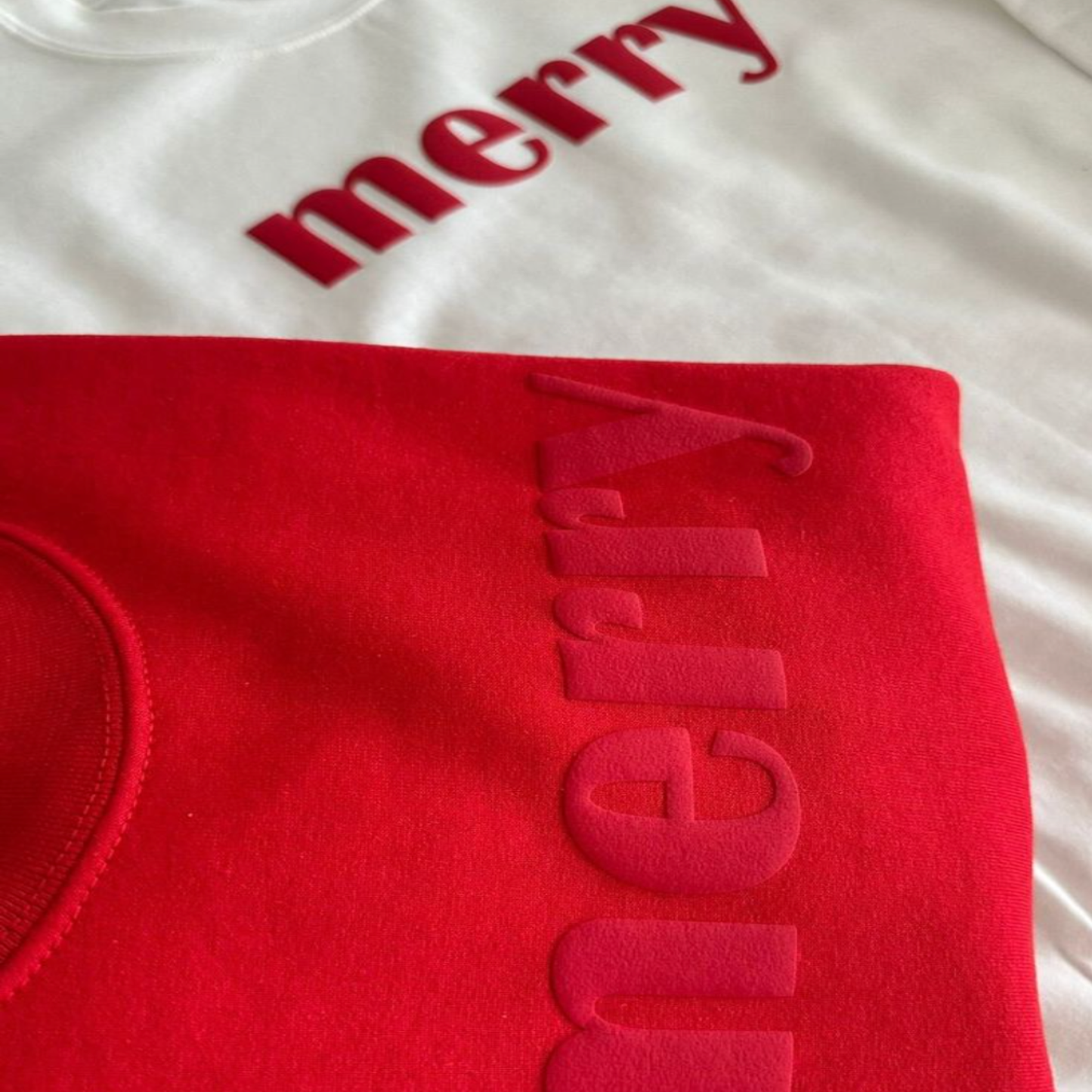 Merry Puff Print Christmas Sweatshirt