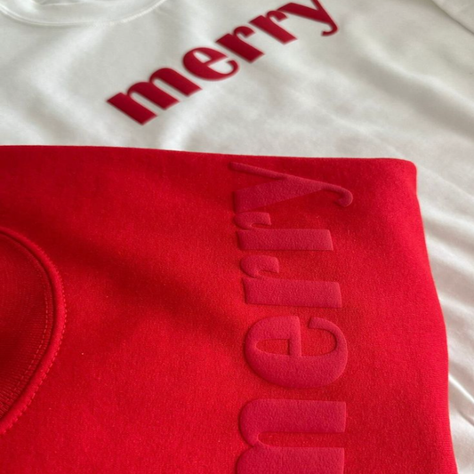 Merry Puff Print Christmas Sweatshirt
