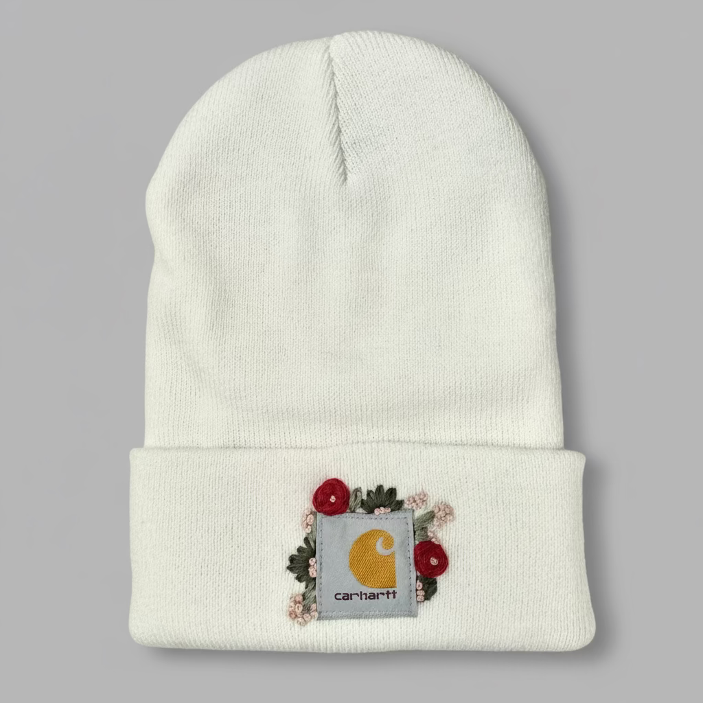 Floral Hand Embroidered Beanie