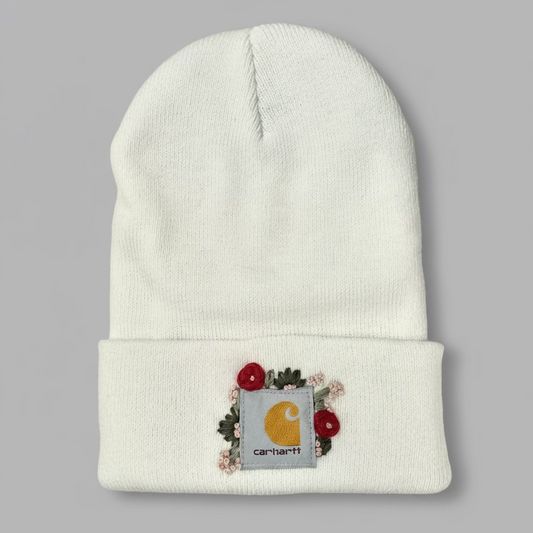 Floral Hand Embroidered Beanie