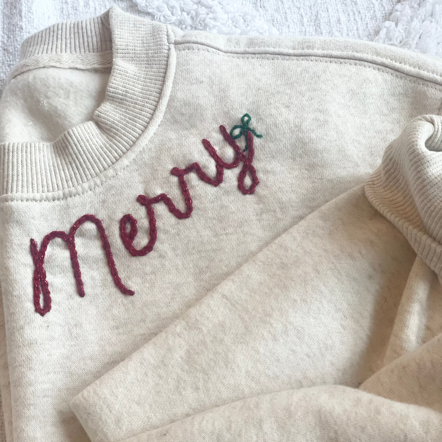 Hand Embroidered Merry Sweatshirt