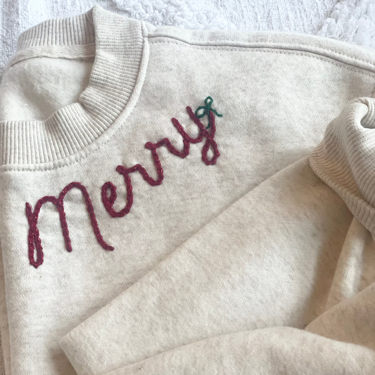 Hand Embroidered Merry Sweatshirt