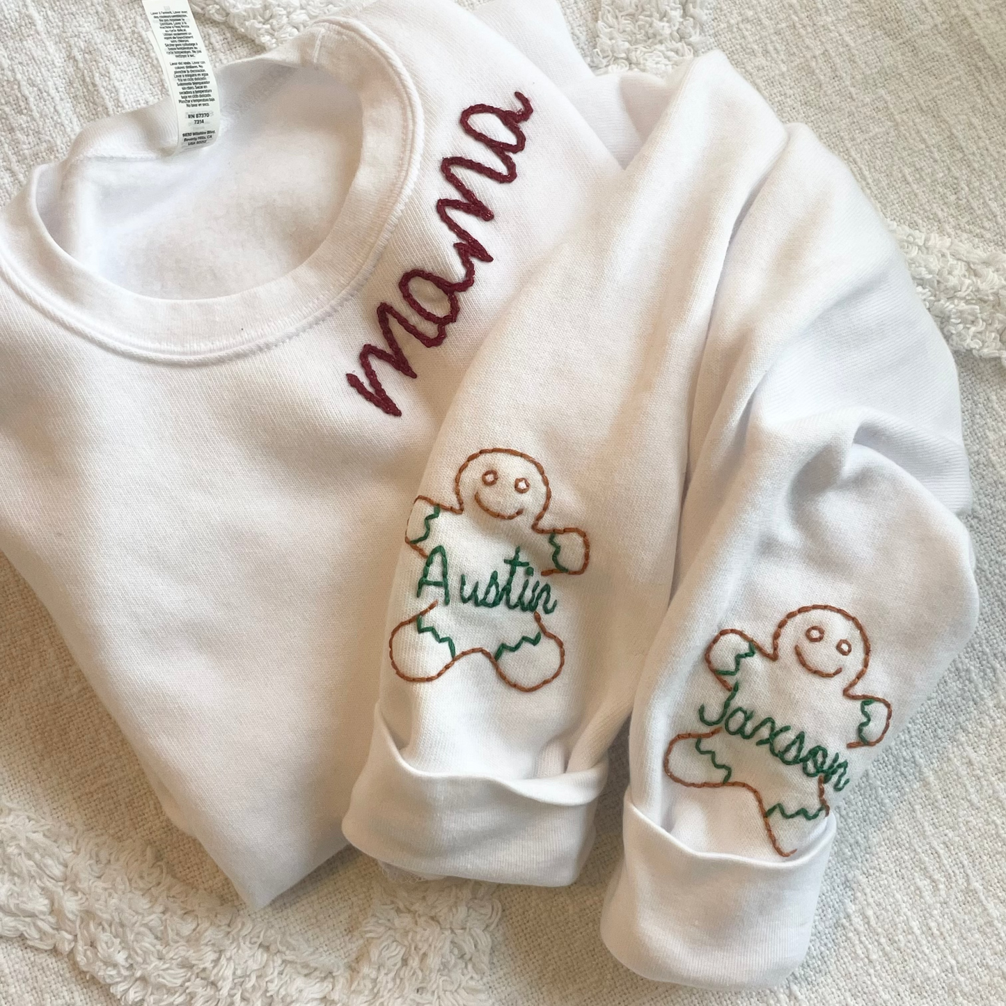 Hand Embroidered Christmas Gingerbread Sweatshirt